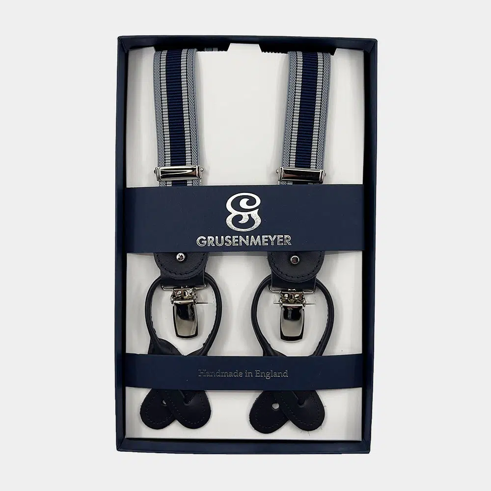 Bretellen Van Grusenmeyer In Het Blauw In Model Fitting Finish Silver