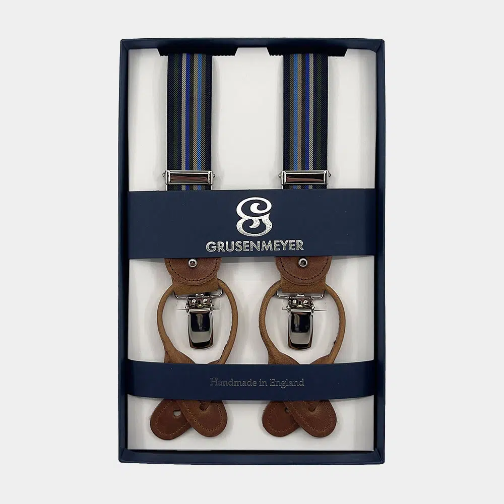 Bretellen Van Grusenmeyer In Het Blauw In Model Fitting Finish Silver