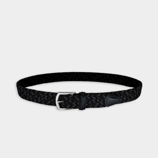 Riem Van Anderson's In Het Blauw In Model Handgemaakte Italiaanse Stretchriem In Een Verfijnde Mix Van Donkergroen, Grijsblauw, Bruin En Blauw