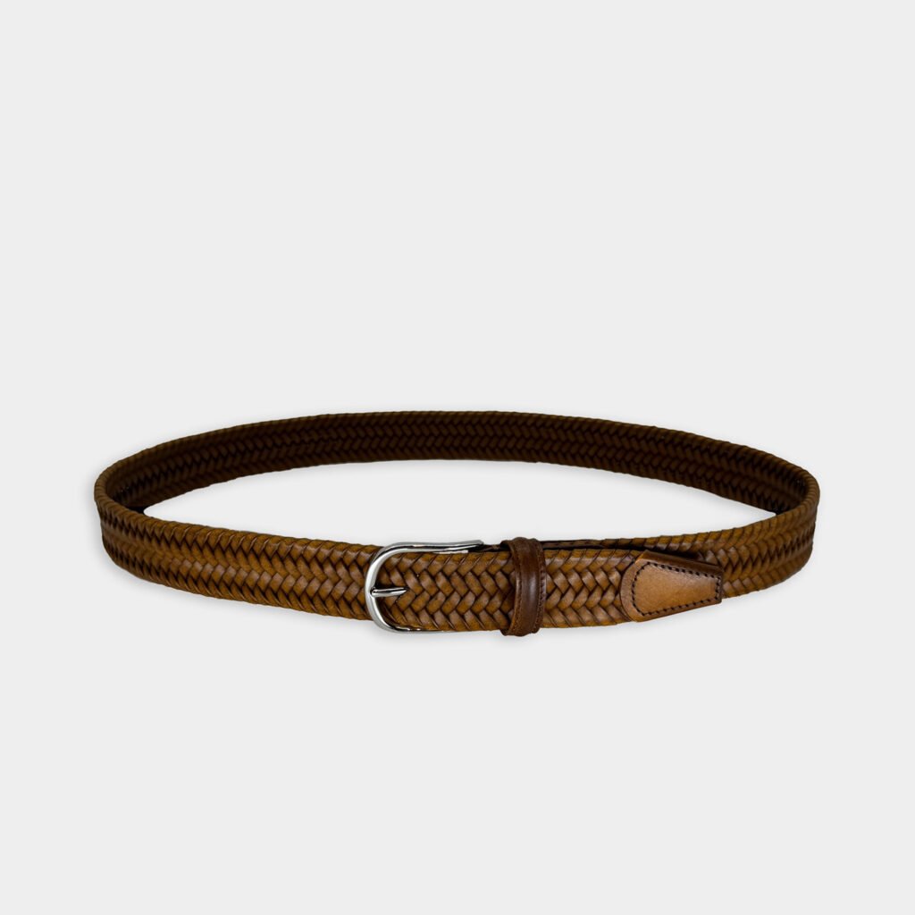 Riem Van Anderson's In Het Cognac In Model Lederen Gevlochten Riem Cognac