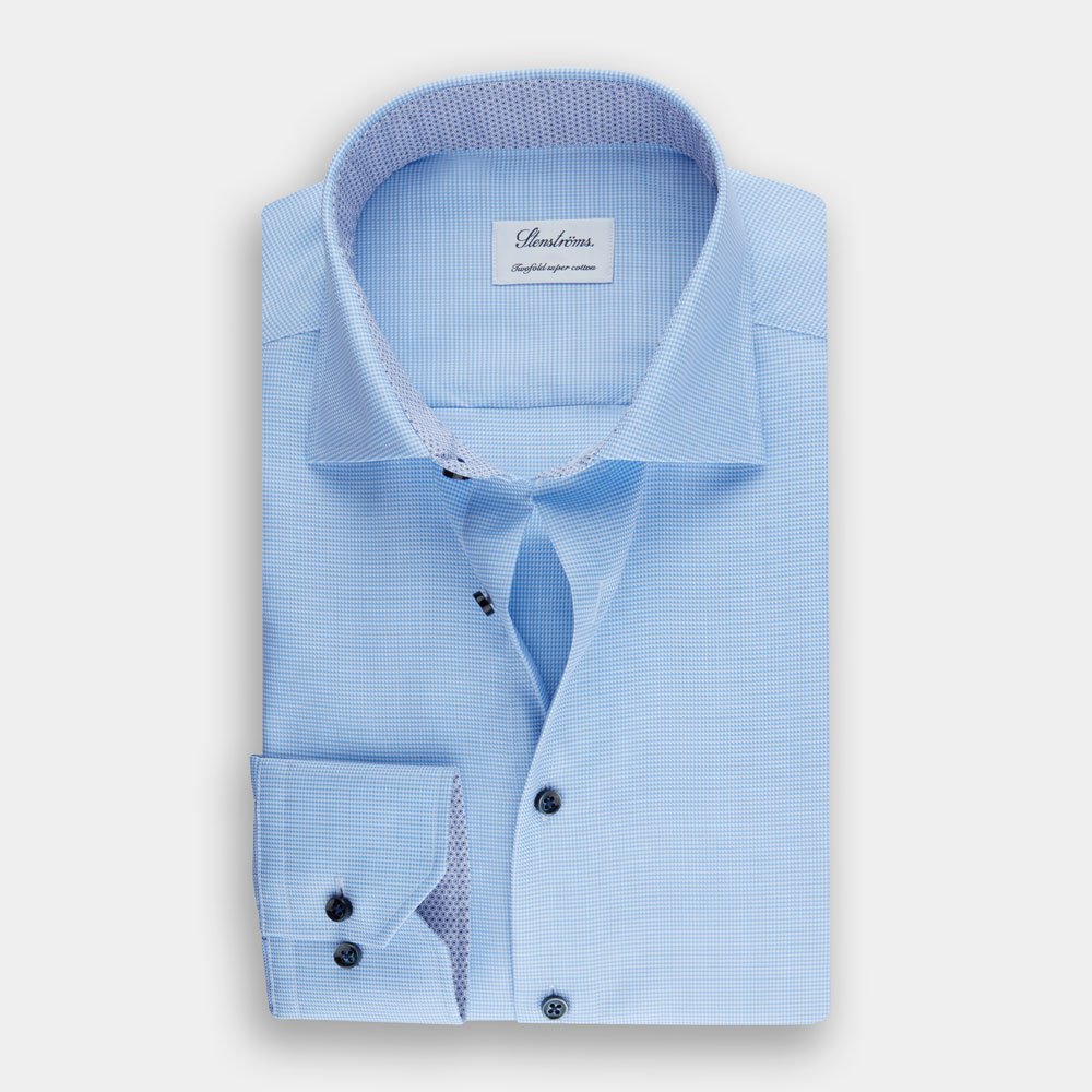 Hemden Van Stenströms In Het Lichtblauw In Model Slim/75, Rm Cuff, Contrast