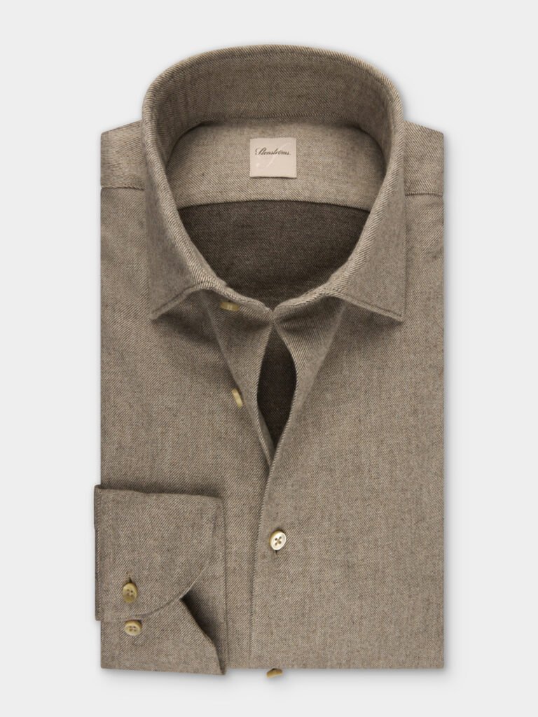 Hemden Van Stenströms In Het Grijs In Model Lichtblauw Flanellen Hemd In Twofold Katoen Met Cut Away Kraag